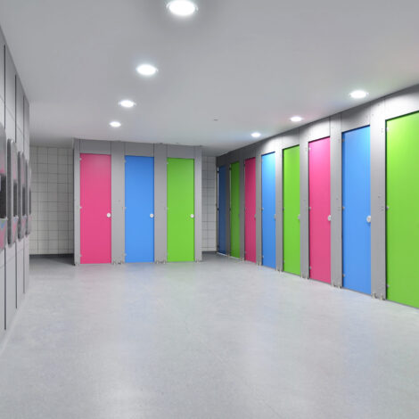 Anti-vandal school toilet area