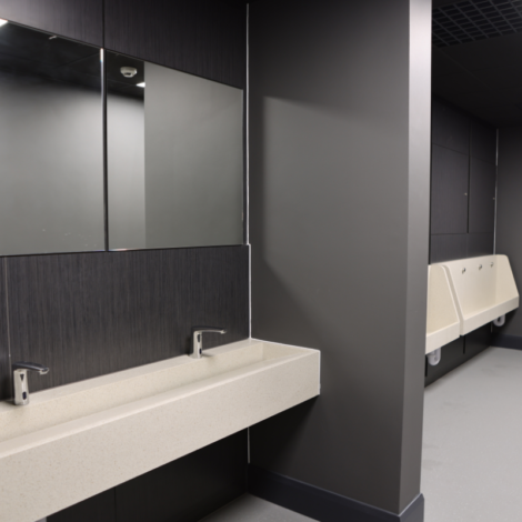 High traffic washroom design and installation