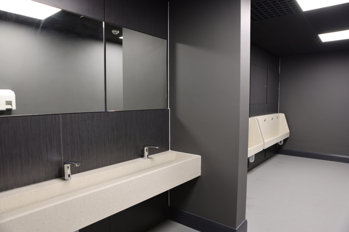 High traffic washroom design and installation