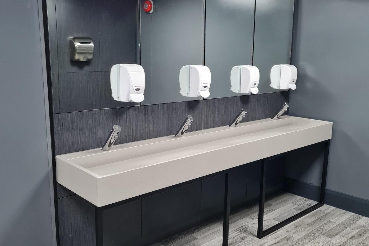 Corian wash troughs for stylish washroom design